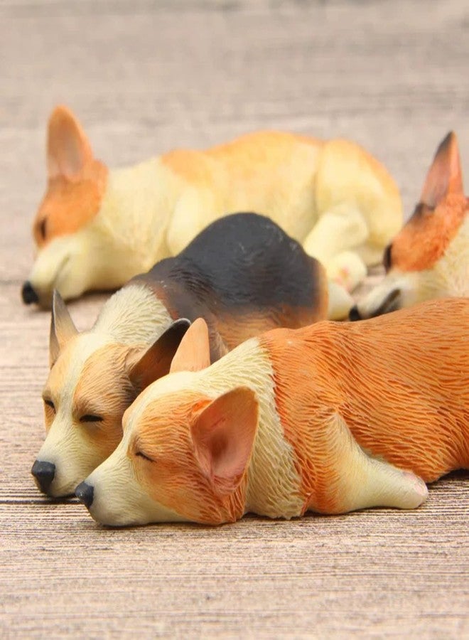 RillyRellow Miniature Corgi Figurine, Dollhouse Miniature Corgi, 1:12 Sleeping Welsh Corgi Dog, Home Fairy Garden Decoration, Simulation Dog Resin Figures (1PCS) (Brown on Stomach) - Image 3